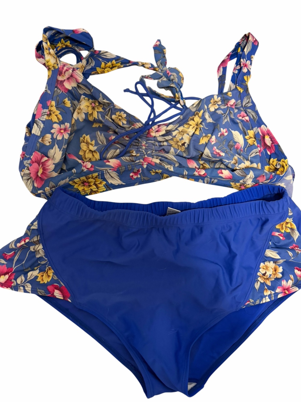Source Unknown Blue Floral Two-Piece Bikini Set
